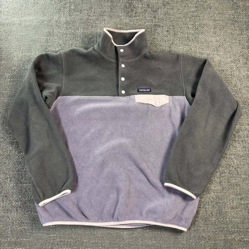 Patagonia Synchilla Snap-T Fleece Pullover Large Grey Purple Colorblock Gorpcore